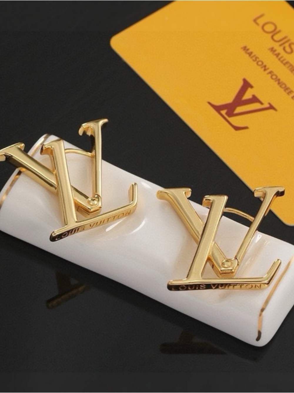 Gold Plated Brass New Louis Vuitton Style Hoops